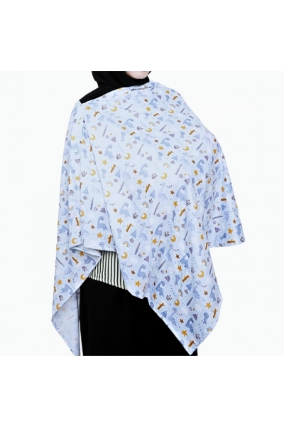 Baby Love Collection Maternity Nursing Cover Printed Cotton Spandex in Blue Dino